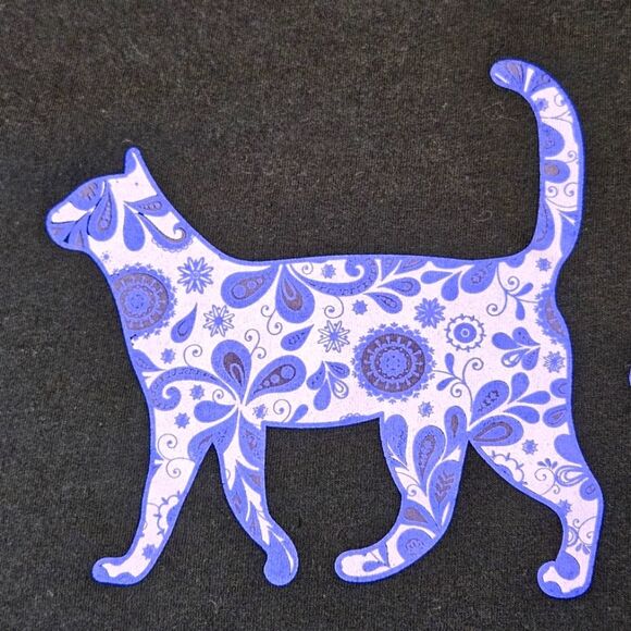 Animal Rescue Wildlife Works Black & Purple Calico Print in Cat Tee Shirt Dress - Picture 5 of 8